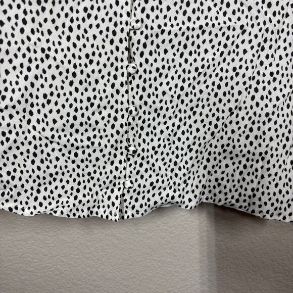 Rails Size Large Aubry Button Down Cami Top White Gray Spotted Spaghetti Straps - Picture 5 of 11